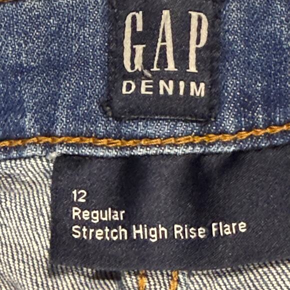 Gap Girls High Rise Flare Jeans Size 12 Blue Stretch Denim Retro Y2K Style - Picture 4 of 7